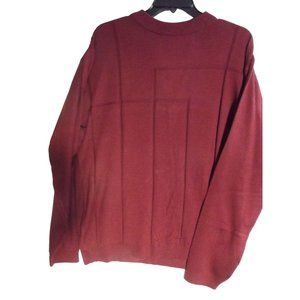 Mens Sweater Size Large Burgundy Pullover Crew Neck l